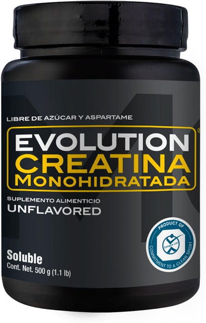 Creatina Monohidratada 5g por porción de Evolution Nutritional - 250 y 500g | Potencia tus entrenos y la recuperación muscular | 100 y 50 porciones