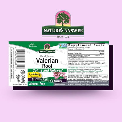 Raíz de Valeriana 1000mg de Nature's Answer  | Promueve la relajación y mejora la calidad del sueño - Apoyo en momentos de estrés | Gotero de 30ml y 60ml