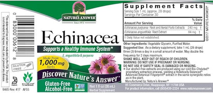 Equinácea Purpurea de 1000mg de Nature's Answer | Fortalece el Sistema Inmunológico - Combate infecciones respiratorias comunes | Gotero de 30ml