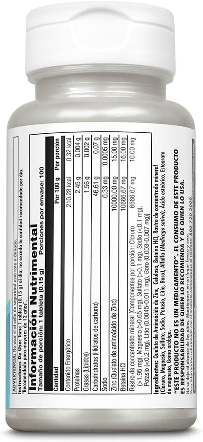 Z Max Quelato de Aminoácido de Zinc de KAL | Sistema inmunológico, Bienestar de la piel, Equilibrio hormonal, Antioxidante | 100 tabletas