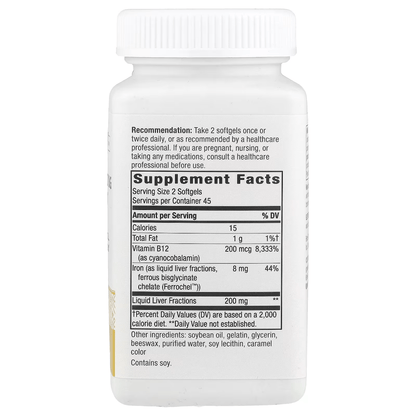 Gluconato de Hierro 18mg de Nature's Way  | Fortalece Sistema Inmune, contribuyendo a aumentar energía y reducir fatiga  | 100 cápsulas veganas