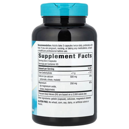 Complejo de Calcio y Magnesio 750mg de Nature's Way  | Contribuye en la función Ósea y Muscular | 250 cápsulas veganas