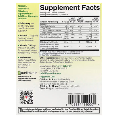 Vitamina C, D, Fruto de Saúco de Child Life | Diseñado para fortalecer el sistema inmunológico | 27 gomitas masticables sabor natural a bayas