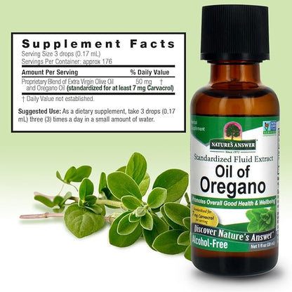 Aceite de Orégano 13mg de Nature's Answer | Apoyo para el bienestar Intestinal e Inmunológico del Organismo | Gotero de 30ml