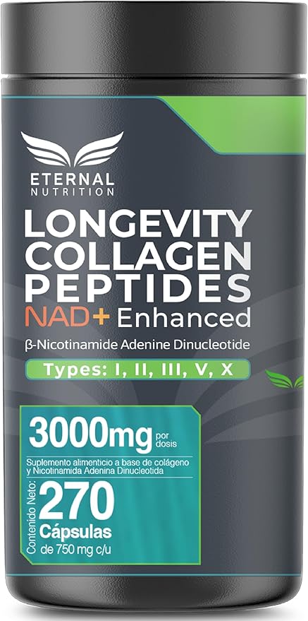 Péptidos de Colágeno + NAD+ 3400 mg Eternal Nutrion | Bienestar general | 300 cápsulas