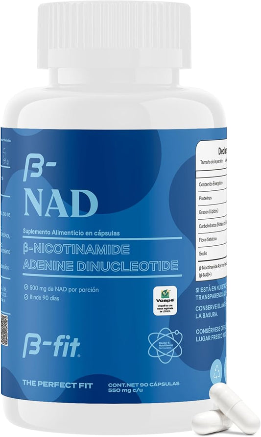 NAD+ 500 mg B-fit | Apoya energía celular, metabolismo | 90 cápsulas