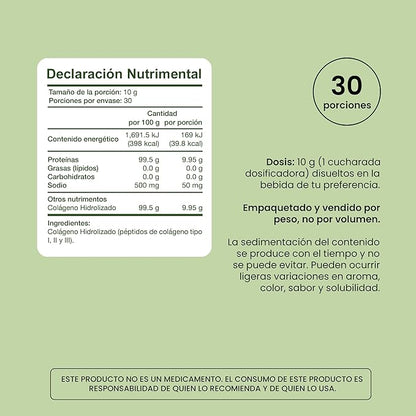 Colágeno Hidrolizado (Péptidos de Colágeno Tipo I, II y III) de Entera Pharma | Fortalece las Articulaciones y los Huesos, Cuidado de Piel, Cabello y Uñas | Polvo de 300g - 30 porciones