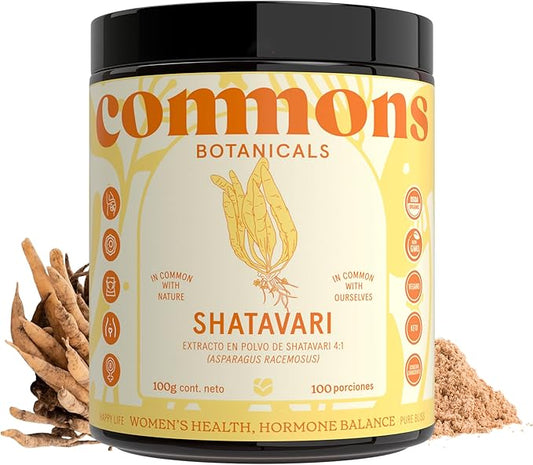 Shatavari + Calcio de Commons 1g por porción | Menopausia y Función Hormonal Femenina | Polvos de 100 y 50g