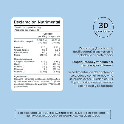 Colágeno Hidrolizado tipo 2 con Calcio, Magnesio y Vitaminas C & D de Entera Pharma | Favorece la función y flexibilidad de las articulaciones y apoya al sistema inmune | Polvo de 300g - 30 porciones
