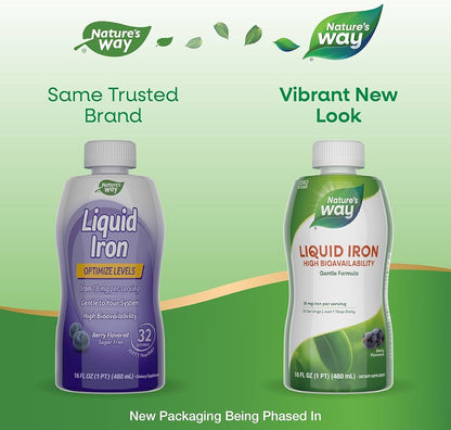 Glicinato de Hierro Líquido 18mg de Nature's Way  | Contribuye a aumentar la energía y reduce la fatiga | 480ml, 32 servicios