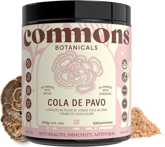 Extracto de Cola de Pavo + Calcio de Commons 1g por porción | Inmunidad y Digestión (probióticos) | Polvos de 100 y 50g