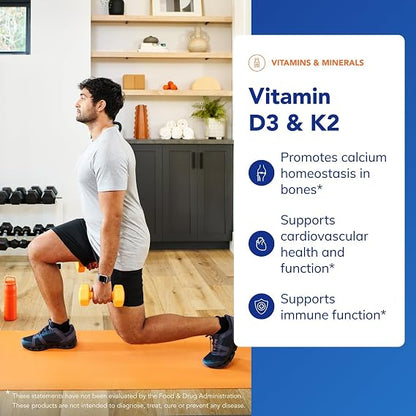 Vitamin D3 & K2 Pure Encapsulations 4000 UI y 100 mcg | Apoya la salud Ósea y Váscular | 60 cápsulas