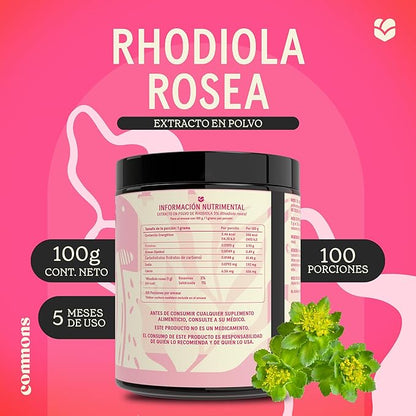Rhodiola Rosea de Commons  Hongo Adaptógeno | Reduce el impacto del estrés físico y mental | 100g
