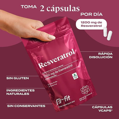 Resveratrol B-fit 1200 mg | Apoya defensa antioxidante, bienestar celular | 120 cápsulas