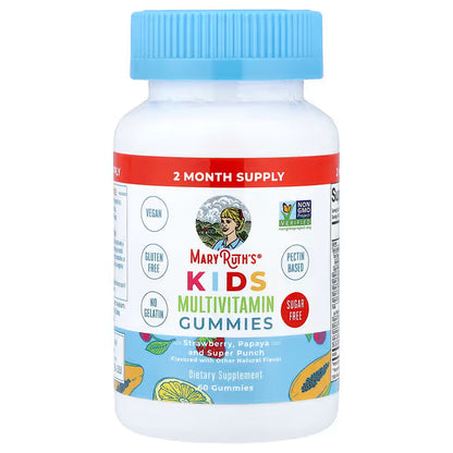 Multivitamínico Para Niños En Gomitas con Zinc, Colina e Inositol de Mary Ruth's | Fortalece el Sistema Inmune | 60 gomitas Sabor Fresa, Papaya y Super Ponche