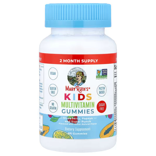 Multivitamínico Para Niños En Gomitas con Zinc, Colina e Inositol de Mary Ruth's | Fortalece el Sistema Inmune | 60 gomitas Sabor Fresa, Papaya y Super Ponche