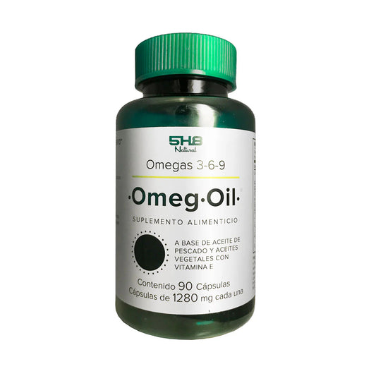 Aceite de pescado + Aceites Vegetales con Vitamina E 1280mg de 5H8 Nutrition - Omega Oil | Apoyo de la función Metabólica y Cognitiva | 90 Cápsulas