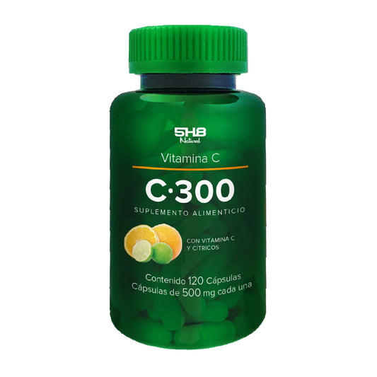 Vitamina C + Magnesio 500mg de 5H8 Nutrition - C 300 | Fortalece el Sistema Inmune - Antioxidante | 120 Cápsulas