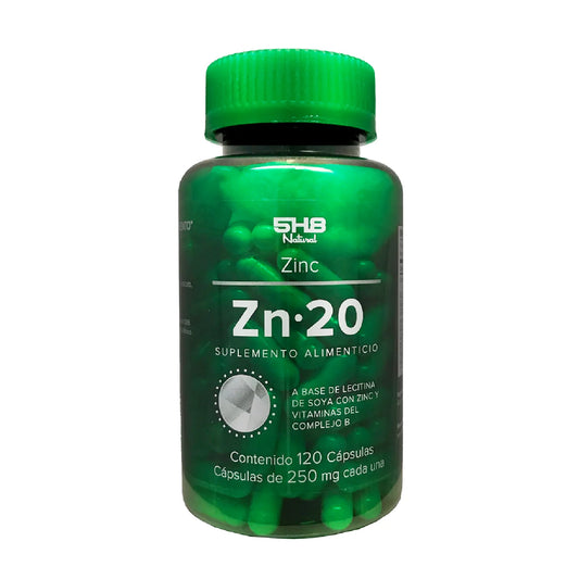 Zinc, Vitamina B1 y B6 250mg de 5H8 Nutrition ZN 20 | Refuerza el Sistema Inmune, la Piel - Energía | 120 Cápsulas Vegetales