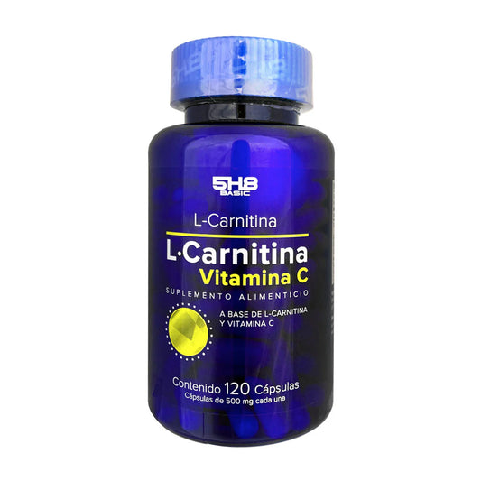 L-Carnitina + Vitamina C 500mg de 5H8 Nutrition | Diseñado para potenciar la energía y apoyar el control de peso | 120 Cápsulas Vegetales