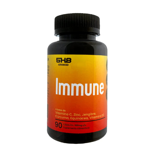 Vitamina C, Jengibre, Cúrcuma, Equinacea, D3 1000 mg Immune de 5H8 Nutrition |  Promueve un Sistema Inmune Fuerte - Energía | 90 Cápsulas Vegetales