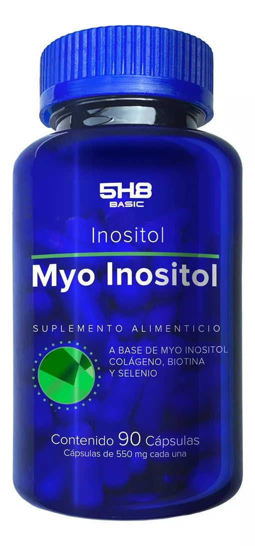 Myo Inositol 550mg con colágeno hidrolizado +Biotina de 5H8 | Promueve el equilibrio hormonal, mejorando la sensibilidad a la insulina | 90 cápsulas vegetales