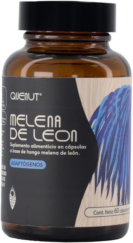 Melena de León 450mg - Hongo Adaptógeno de Quenut | Apoyo dela función Cognitiva y del Sistema Nervioso | 60 cápsulas vegetales