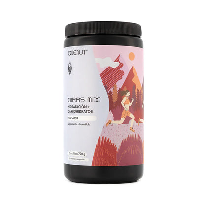 Mezcla de Electrolitos con Vitamina C  y D - Carbs Mix de Quenut | Nutrición Deportiva | Apoyo de la función Muscular + Energía | Presentación de 700g con distintos sabores