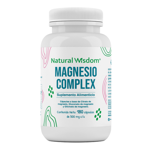 Complejo de Citrato, Gluconato y Glicinato de Magnesio 500mg de Natural Wisdom | Apoya la función ósea, promueve la relajación muscular y aumenta la energía | 180 Cápsulas Vegetales