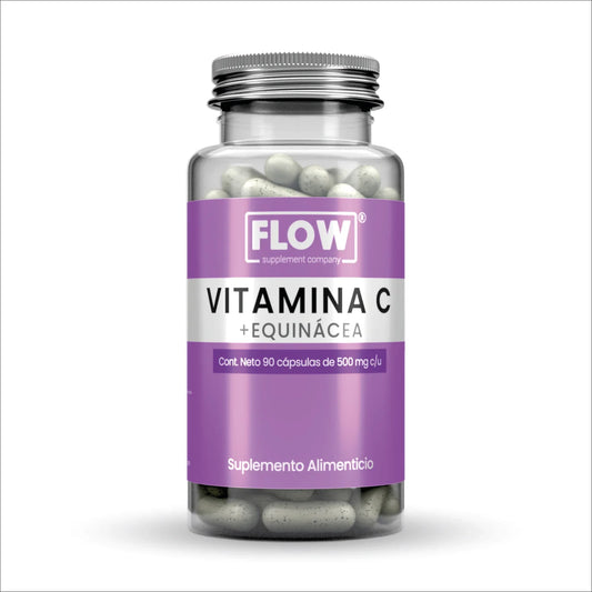 Vitamina C + Equinácea 1500mg por porción de Flow Supplement |  Refuerza el sistema Inmunológico, protegiendo contra gripes y resfriados | 90 cápsulas vegetales