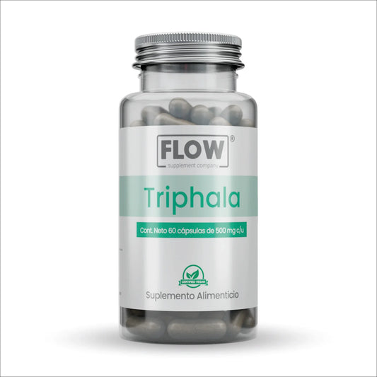 Polvo de TRIPHALA + Calcio + Vitamina C 1000mg por porción de Flow Supplements | Bienestar digestivo que promueve la desintoxicación del organismo | 60 cápsulas vegetales