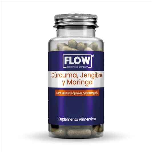 Cúrcuma, Jengibre y Moringa 1500mg | Antiinflamatorio y Antioxidante | 90 Cápsulas Vegetales