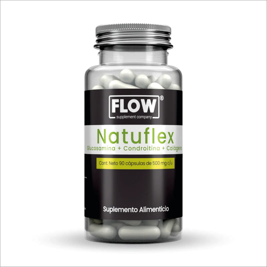 Glucosamina, Colágeno, Condroitina con vitaminas 1000mg por porción NATUFLEX de Flow Supplements | Promueve la función articular,  los ligamentos y a nivel óseo | 90 cápsulas vegetales