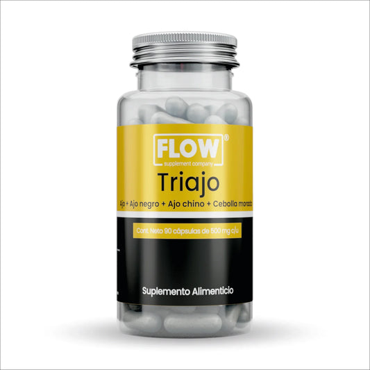 Ajo negro, Ajo chino y Cebolla morada 1500mg por porción TRIAJO de Flow Supplements | Fortalece el sistema inmune, combatiendo las infecciones y la inflamación | 90 cápsulas vegetales