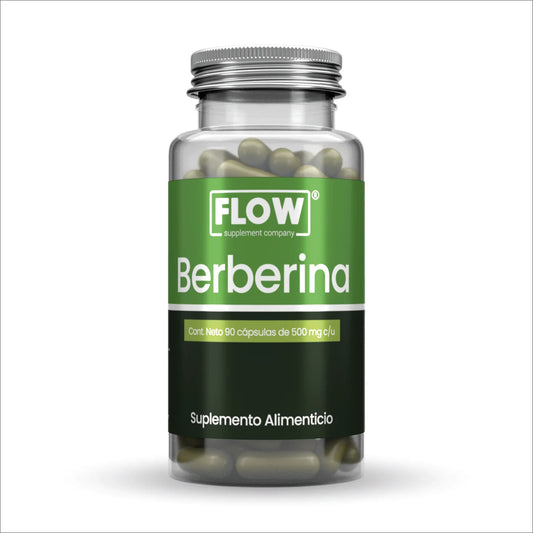 Berberina 500mg de Flow Supplements |  Ayuda a regular los niveles de glucosa en sangre, mejorando así la función metabólica. La berberina también apoya la función cardiovascular | 90 cápsulas vegetales