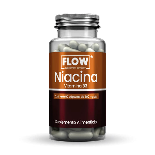 Vitamina B3 - Niacina 500mg de Flow Supplements | Apoya la función cardiovascular y metabólica, aumentando la energía | 90 cápsulas vegetales