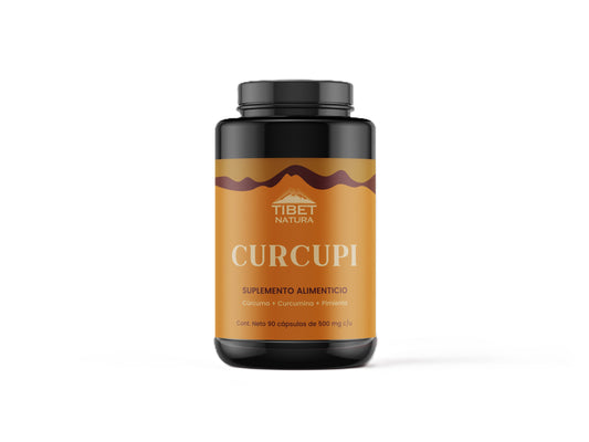 Cúrcuma orgánica + Extracto de Curcumina + Pimienta negra 500mg Curcupi de Tibet Natura | Apoyo del bienestar digestivo y del sistema inmunológico | 90 cápsulas vegetales