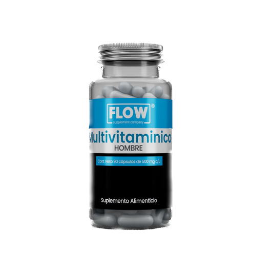 Multivitamínico para hombres con creatina, colágeno, magnesio 1500mg por porción de Flow Supplement | Apoyo de la función inmune y prostática, más energía y vitalidad | 90 cápsulas vegetales