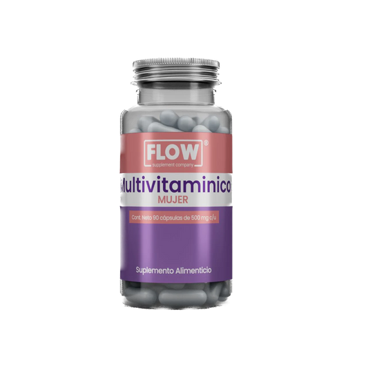 Multivitamínico para la mujer con colágeno, Calcio, Ácido fólico 1500mg por porción de Flow Supplement  | Apoyo de la función inmunológica, proporciona equilibrio hormonal y energía | 90 cápsulas vegetales