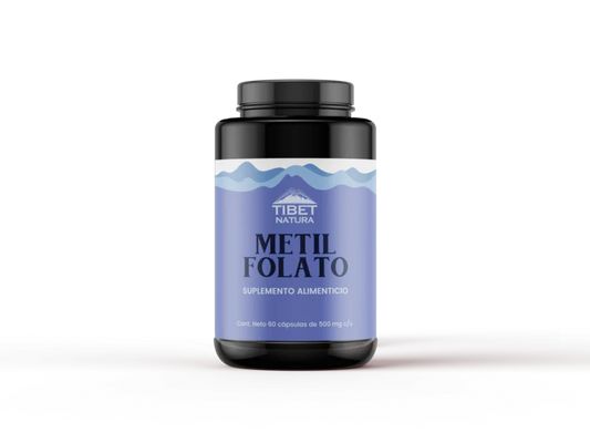 Metil Folato - Vitamina B9 + Levadura nutricional 500mg de Tibet Natura | Apoya la función cerebral y cardiovascular al contribuir a la reducción de los niveles de homocisteína | 60 cápsulas vegetales