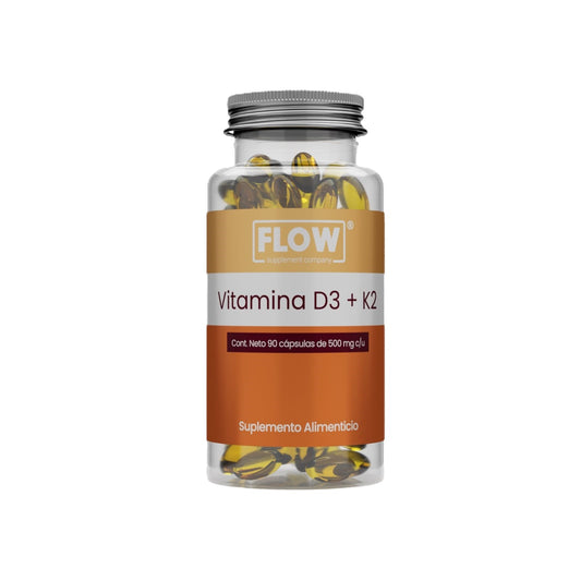 Vitamina D3+K2 500mg con extracto de baya de Flow Supplement | Apoyo de la función cardiovascular e Inmunológica | 90 cápsulas vegetales