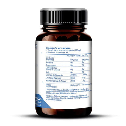 Probióticos y Magnesio Mood 500 mg de Bioflora | Bienestar digestivo y emocional | 35 cápsulas vegetales