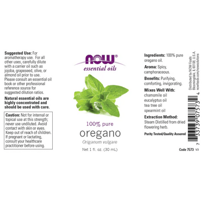 Aceite de Orégano 30ml, 100% Puro de NOW Foods Essential Oils | Aceite Esencial para Revitalizar Cuerpo y Mente