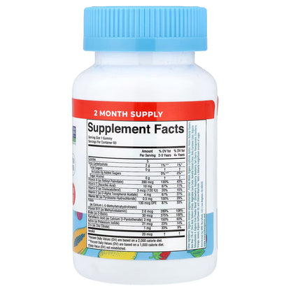 Multivitamínico Para Niños En Gomitas con Zinc, Colina e Inositol de Mary Ruth's | Fortalece el Sistema Inmune | 60 gomitas Sabor Fresa, Papaya y Super Ponche