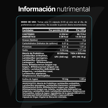 Probióticos 80 Billones Platinum | B-Life | Bienestar Digestivo | 120 cápsulas