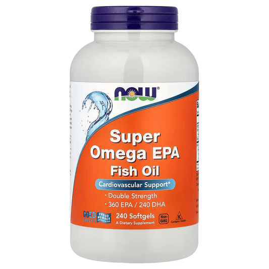 Super Omega 360 mg EPA + 240 mg DHA por cápsula de NOW Foods | Apoyo Cardiovascular | 240 Cápsulas blandas
