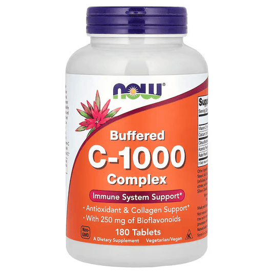 Complejo de Vitamina C-1000 mg de NOW Food | Inmunidad y Colágeno | 180 Tabletas