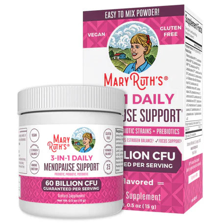 Probióticos 60 Mil Millones UFC 500mg - Polvo de Apoyo para la Menopausia 3 en 1 de Mary Ruth's | Equilibrio hormonal y la función ósea | Polvo de 15g