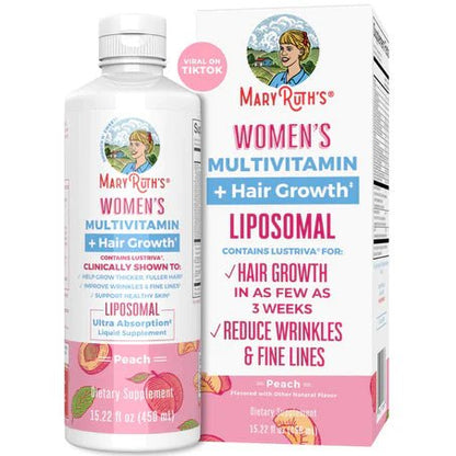 Multivitaminico para Mujer + Lustriva Crecimiento del Cabello, Liposomal  de MaryRuth’s | Aporta antioxidantes esenciales | 450 ml