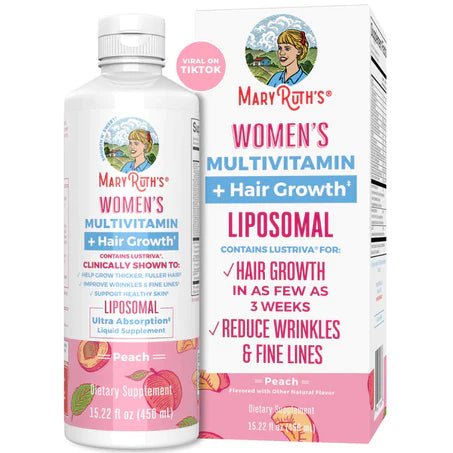 Multivitaminico para Mujer + Lustriva Crecimiento del Cabello, Liposomal  de MaryRuth’s | Aporta antioxidantes esenciales | 450 ml